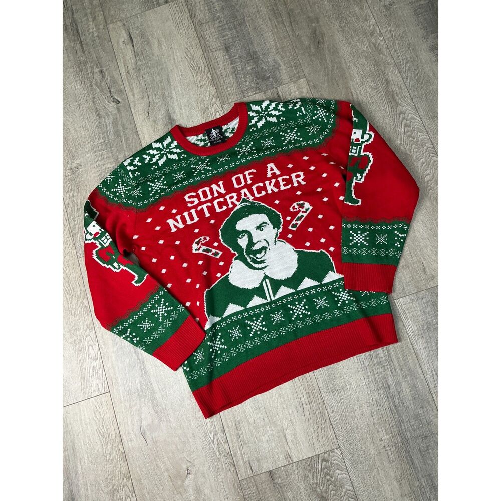 Elf Movie Son of a Nutcracker Ugly Christmas Sweater Adult Large Licensed